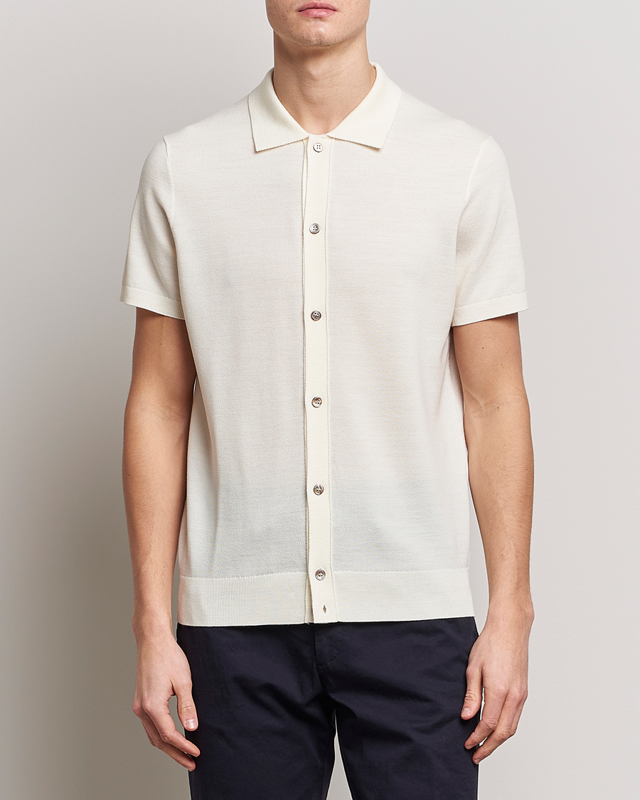 Herre | Polotrøjer | Morris Heritage | Alberto Knitted Short Sleeve Knitted Shirt Off White