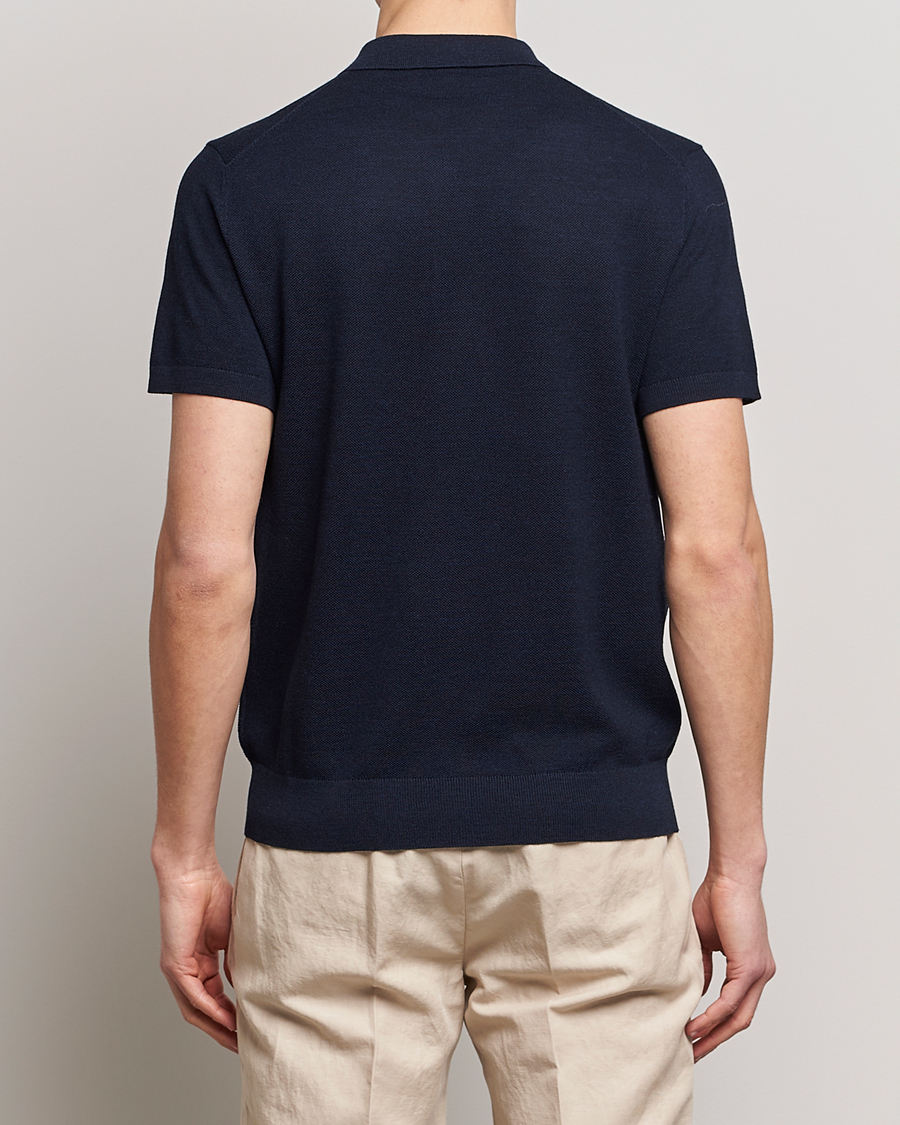 Herre | Polotrøjer | Morris Heritage | Alberto Knitted Short Sleeve Knitted Shirt Navy