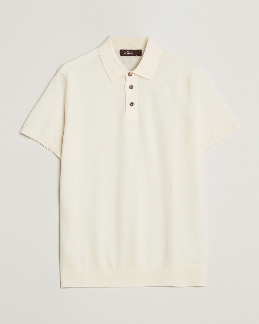Herre | Polotrøjer | Morris Heritage | Alberto Knitted Short Sleeve Polo Shirt Off White