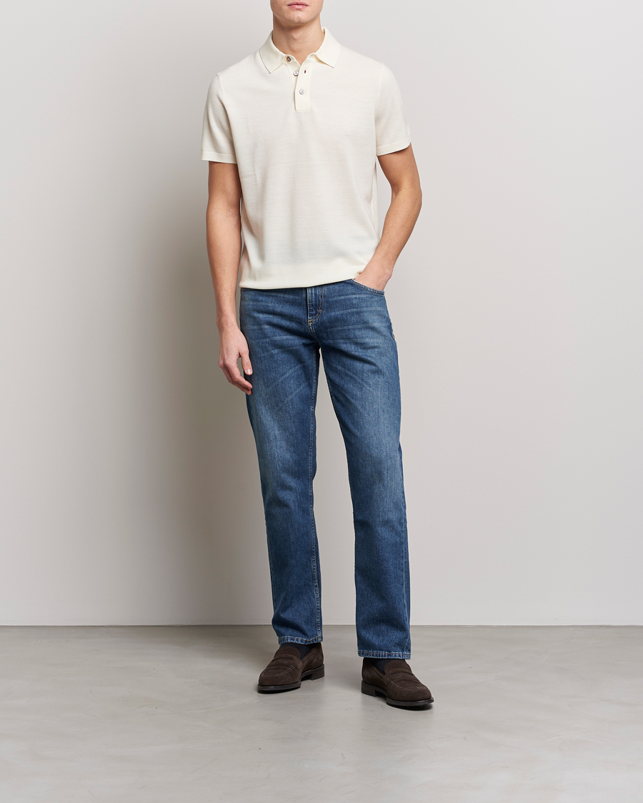 Herre | Polotrøjer | Morris Heritage | Alberto Knitted Short Sleeve Polo Shirt Off White