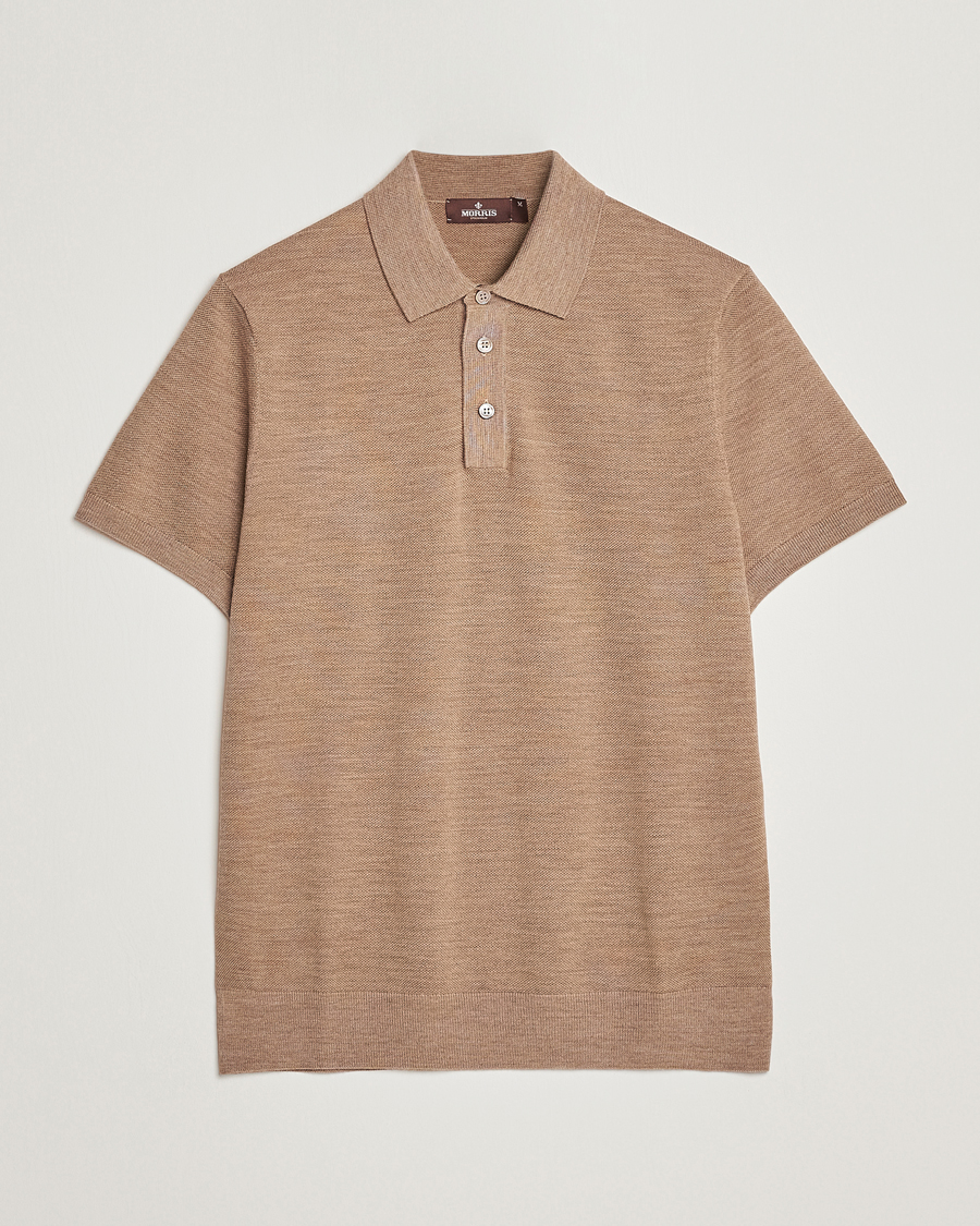 Herre | Polotrøjer | Morris Heritage | Alberto Knitted Short Sleeve Polo Shirt Camel