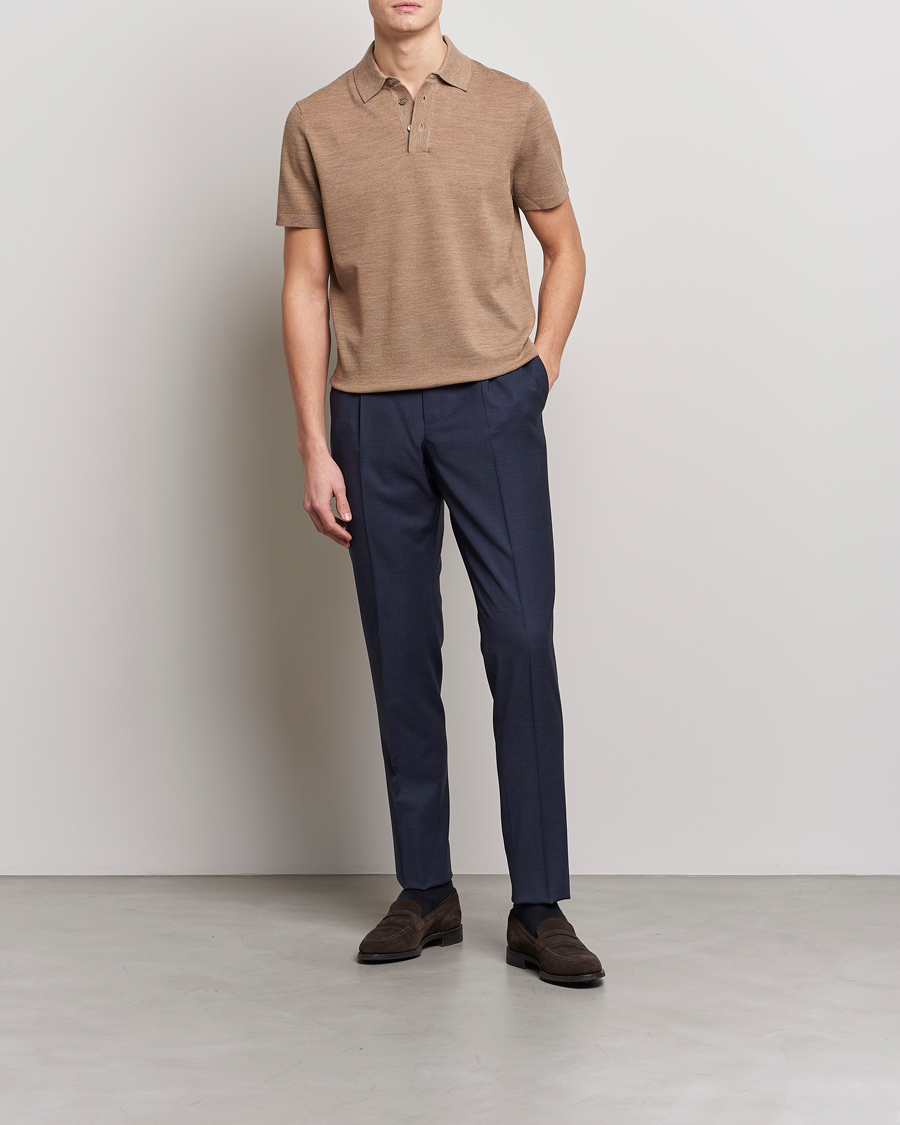 Herre | Polotrøjer | Morris Heritage | Alberto Knitted Short Sleeve Polo Shirt Camel