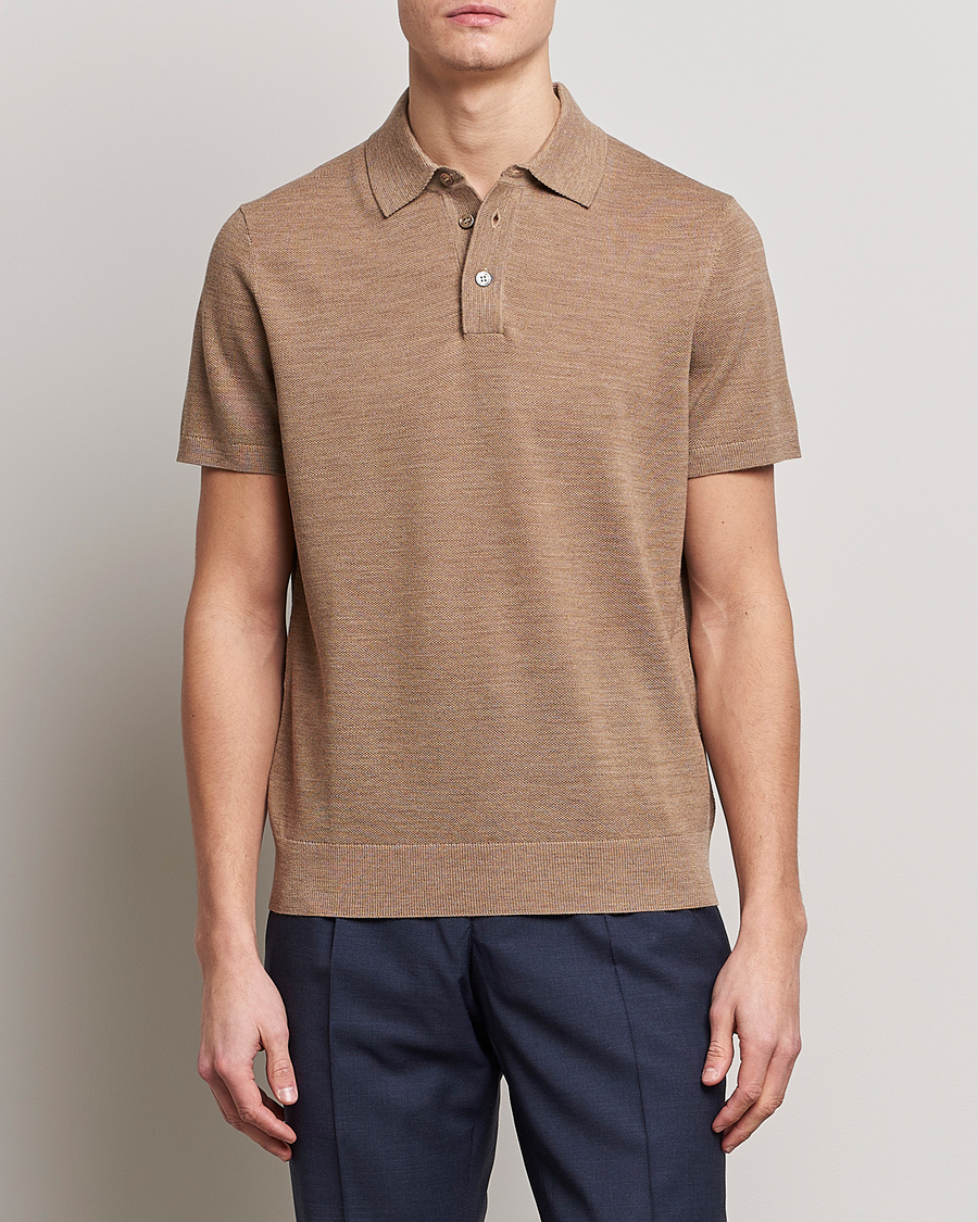 Herre | Polotrøjer | Morris Heritage | Alberto Knitted Short Sleeve Polo Shirt Camel
