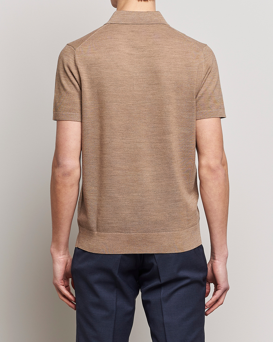 Herre | Polotrøjer | Morris Heritage | Alberto Knitted Short Sleeve Polo Shirt Camel