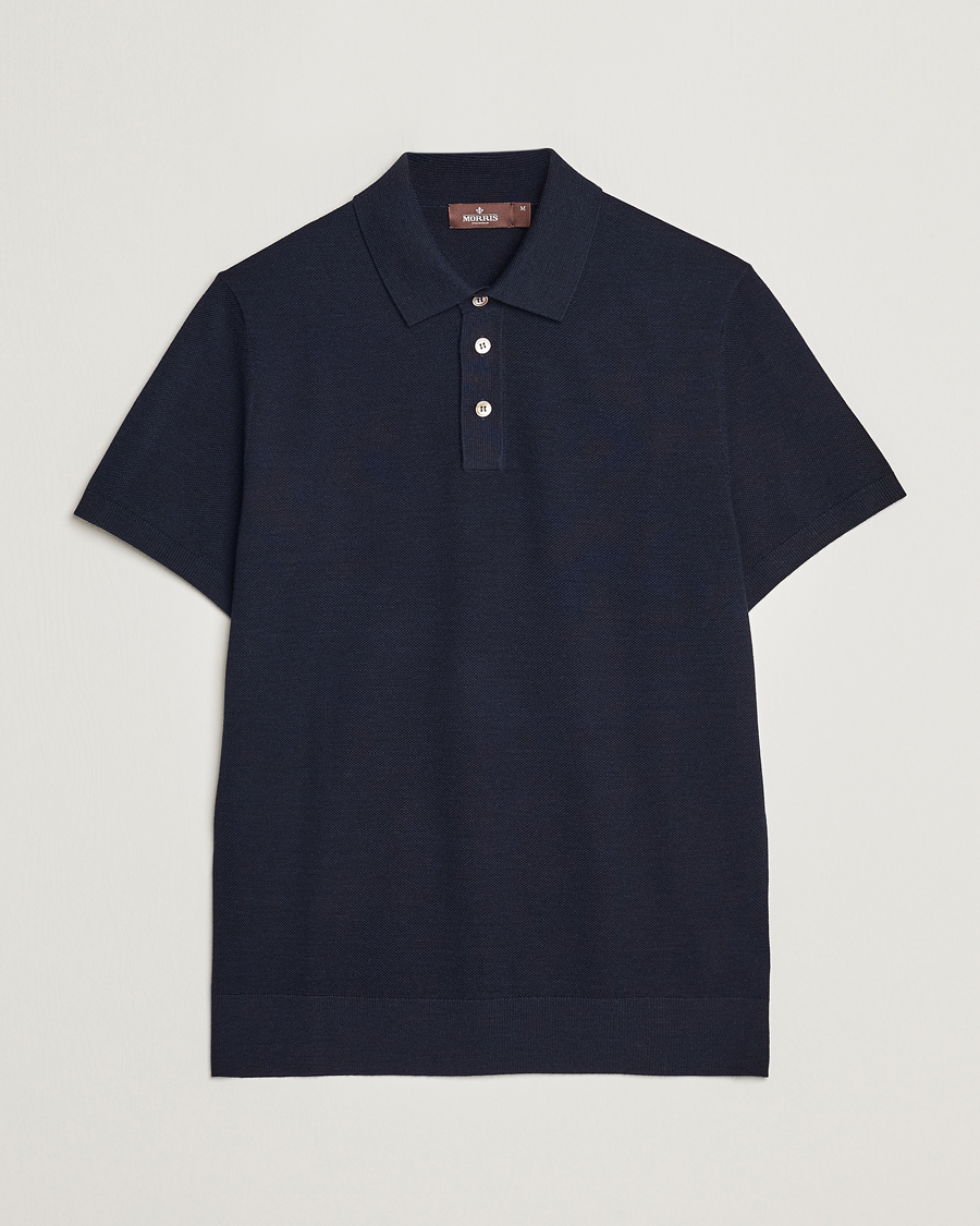 Herre | Polotrøjer | Morris Heritage | Alberto Knitted Short Sleeve Polo Shirt Navy