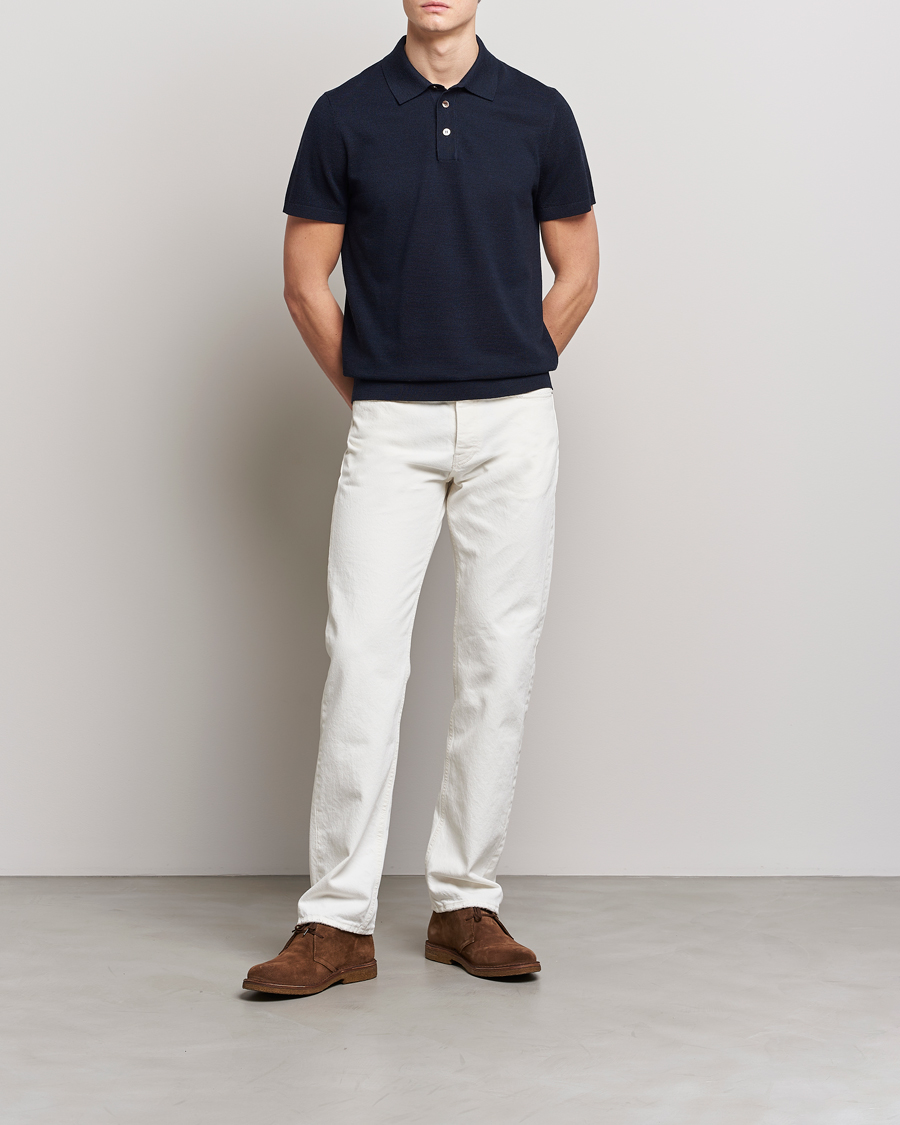 Herre | Polotrøjer | Morris Heritage | Alberto Knitted Short Sleeve Polo Shirt Navy
