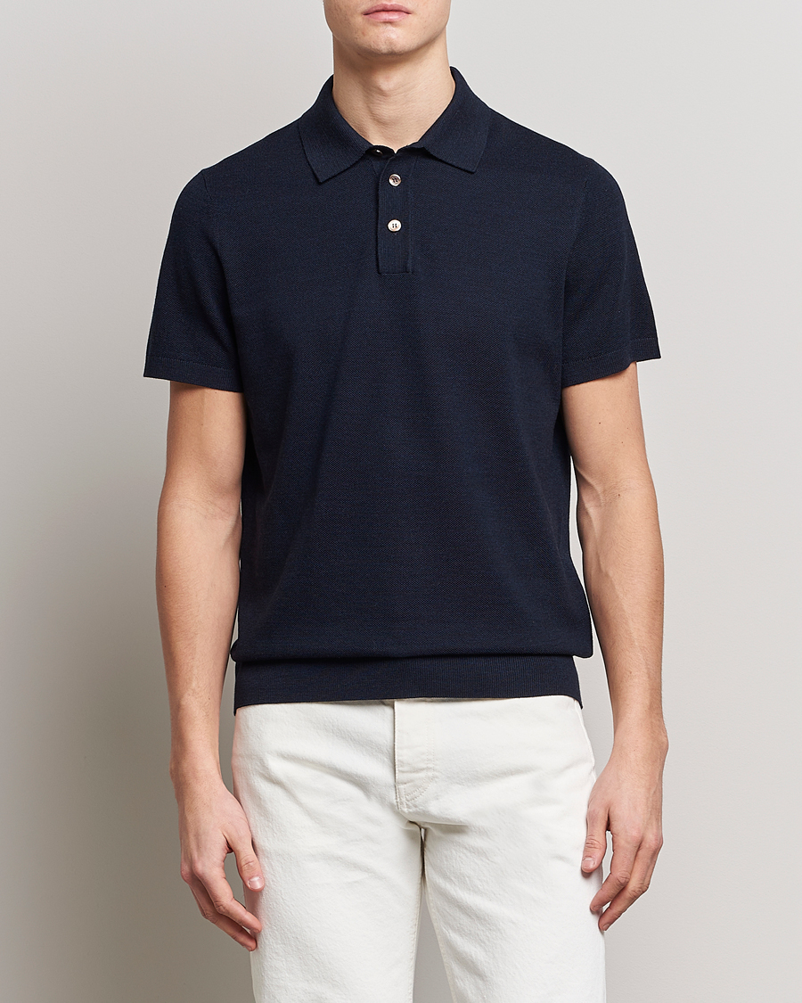 Herre | Polotrøjer | Morris Heritage | Alberto Knitted Short Sleeve Polo Shirt Navy