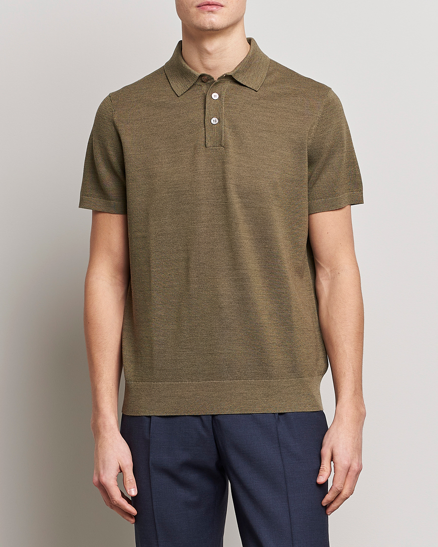 Herre | Polotrøjer | Morris Heritage | Alberto Knitted Short Sleeve Polo Shirt Olive