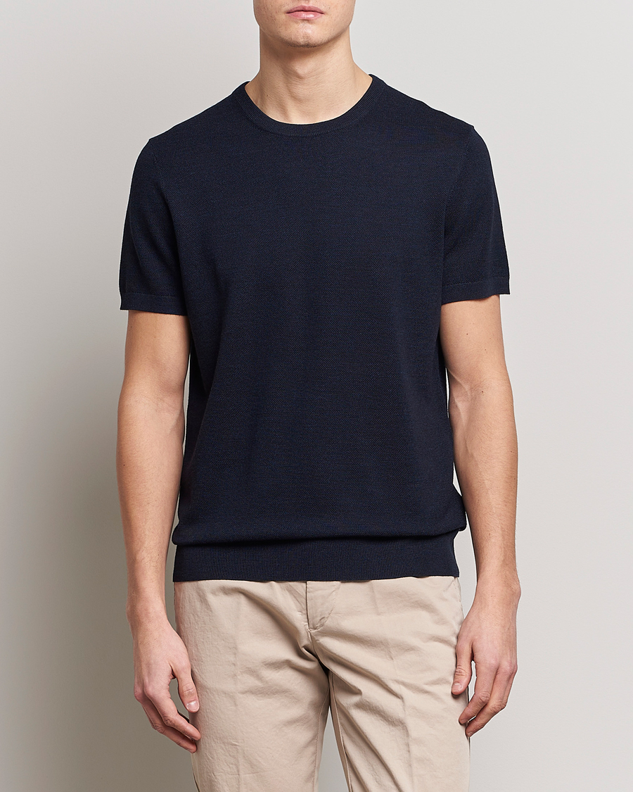 Herre | Morris Heritage | Morris Heritage | Alberto Knitted T-Shirt Navy