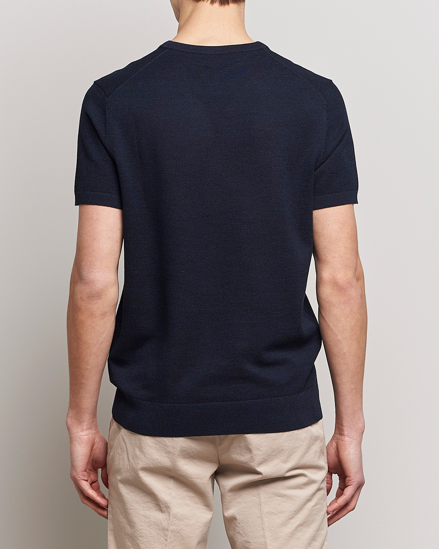 Herre | T-Shirts | Morris Heritage | Alberto Knitted T-Shirt Navy
