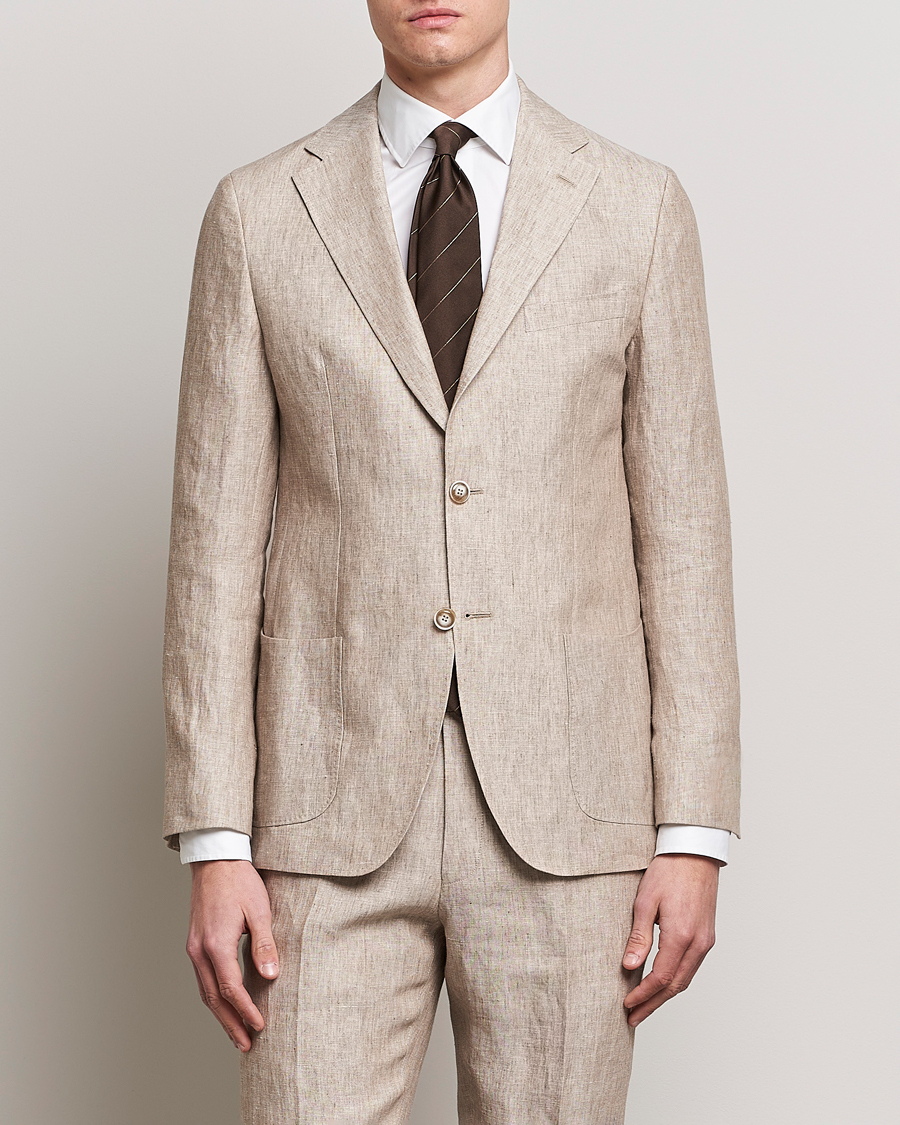 Herre | Hørblazer | Morris Heritage | Mike Patch Pocket Linen Suit Blazer Beige