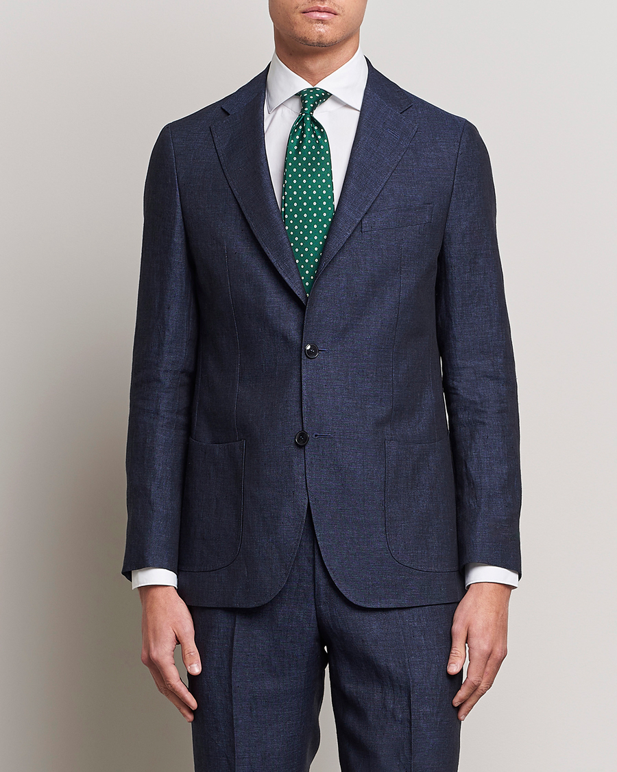 Herre | Blazere & jakker | Morris Heritage | Mike Patch Pocket Linen Suit Blazer Navy