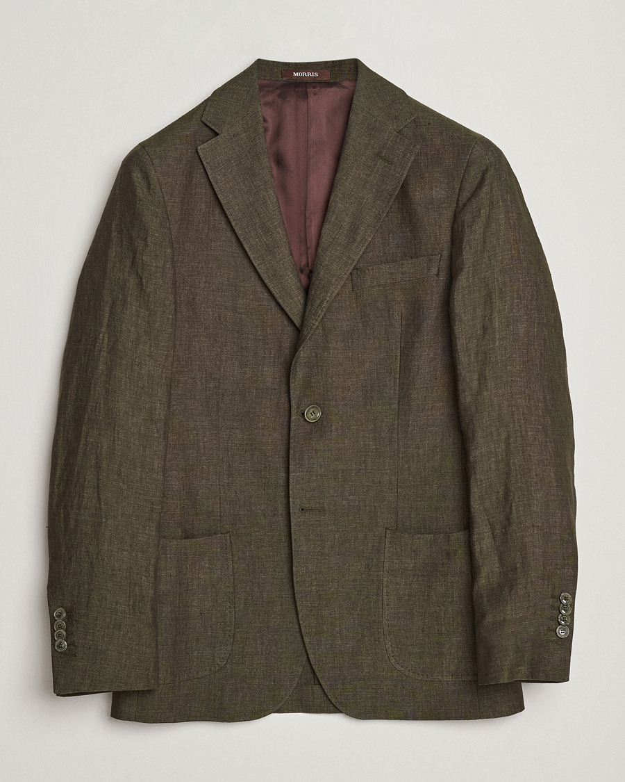 Herre | Blazere & jakker | Morris Heritage | Mike Patch Pocket Linen Suit Blazer Olive