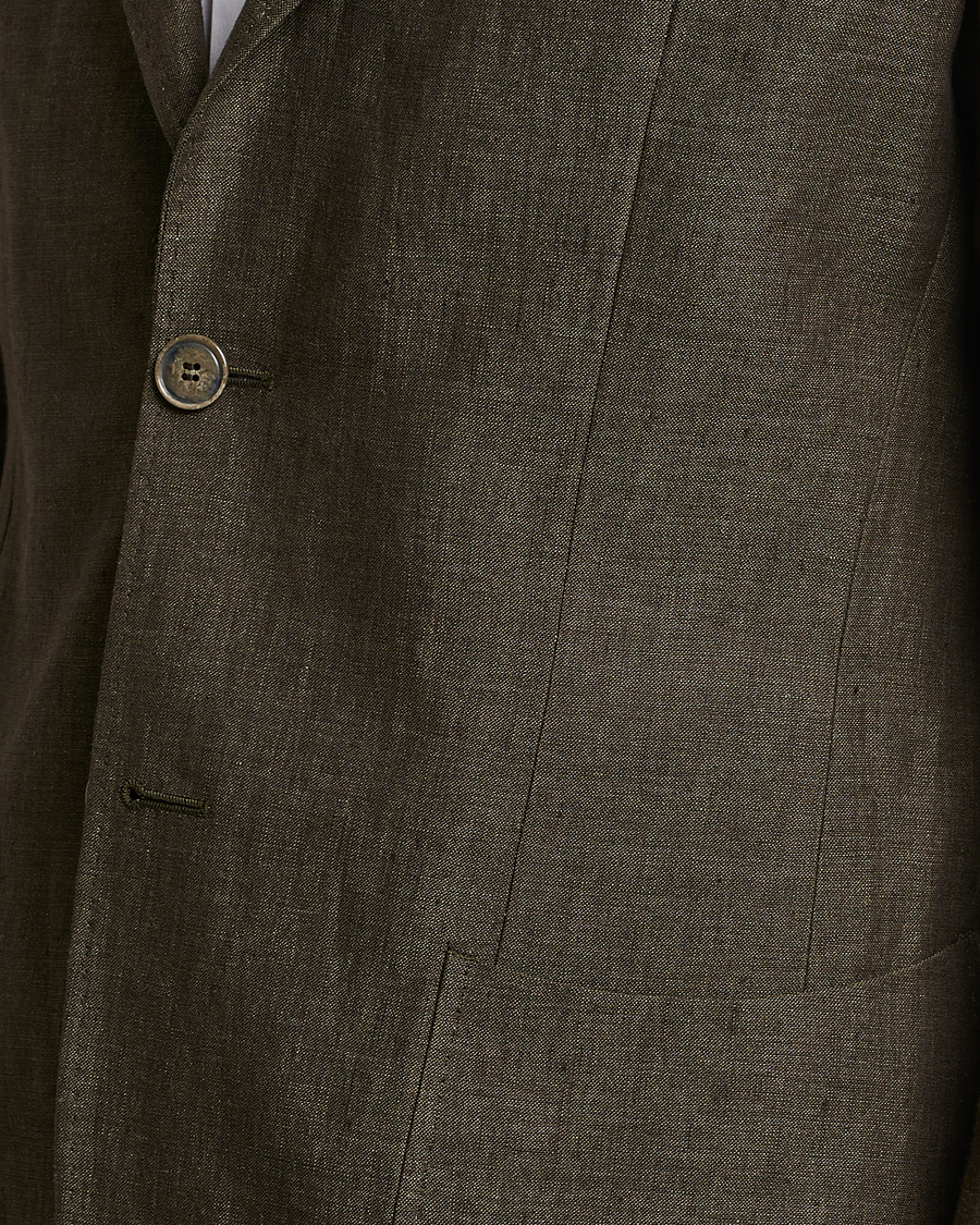 Herre | Blazere & jakker | Morris Heritage | Mike Patch Pocket Linen Suit Blazer Olive