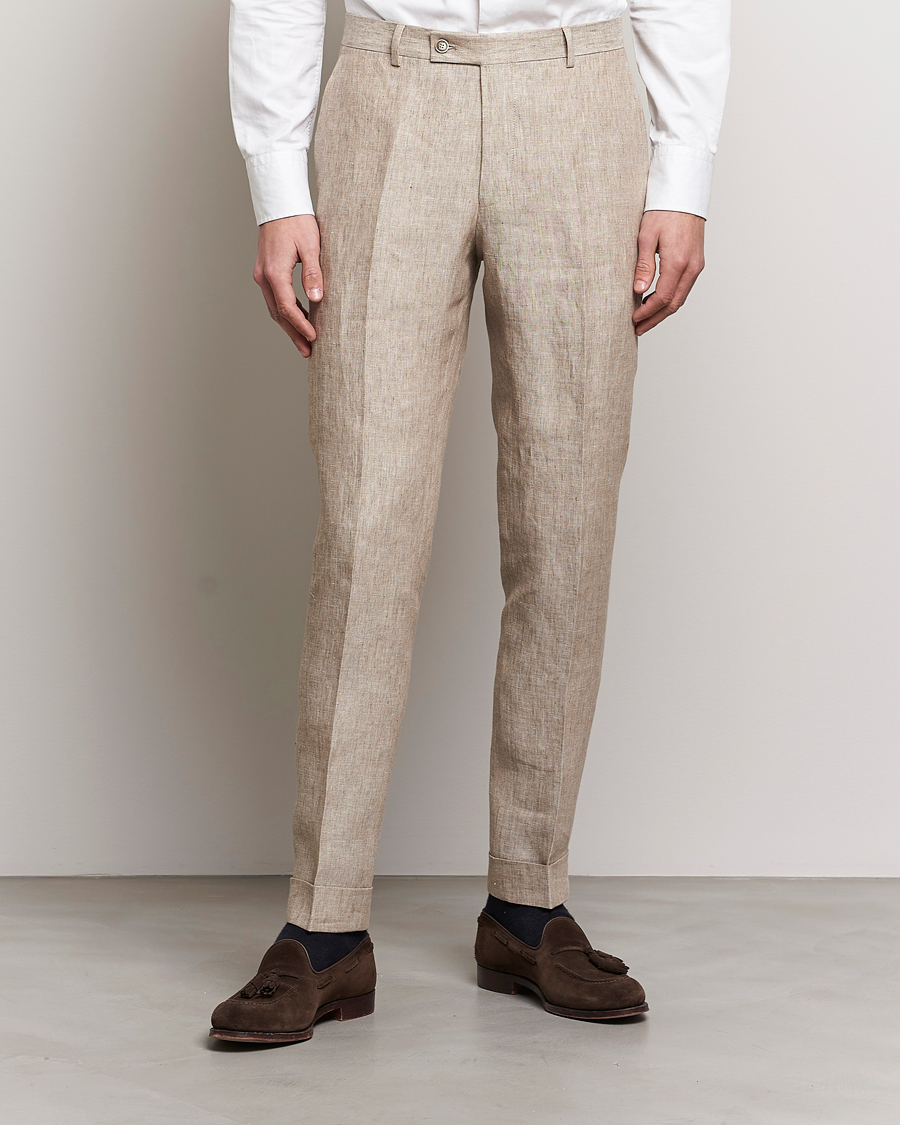Herre | Hørbukser | Morris Heritage | Jack Linen Suit Trousers Beige