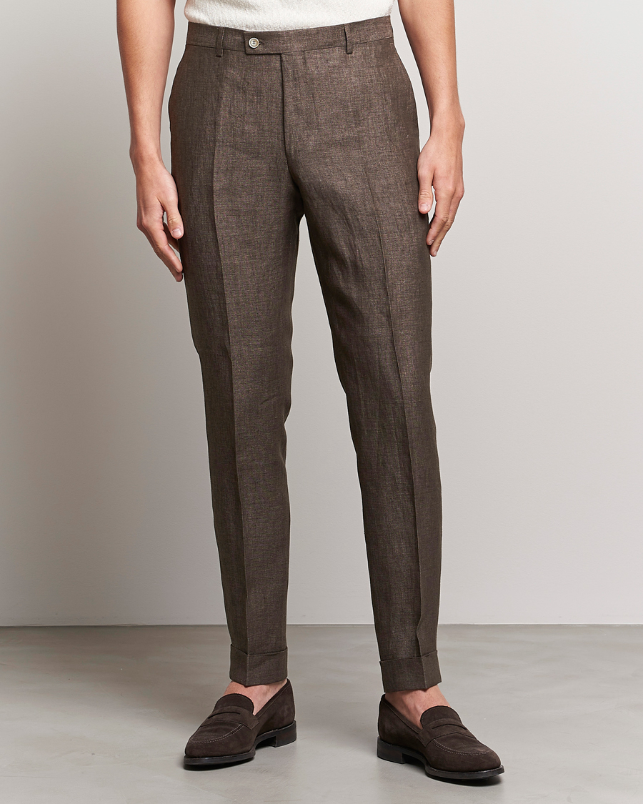 Herre | Hørbukser | Morris Heritage | Jack Linen Suit Trousers Brown