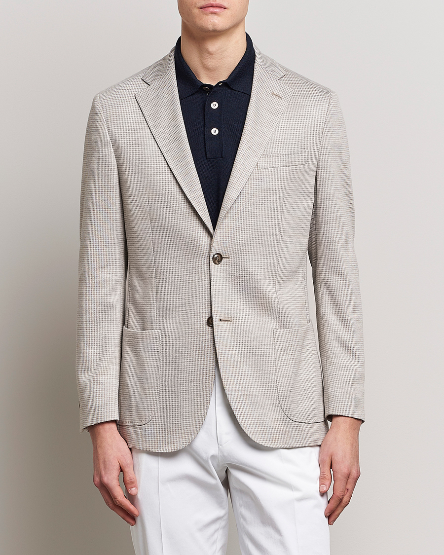 Herre | Morris Heritage | Morris Heritage | Mike Dogtooth Jersey Blazer Beige