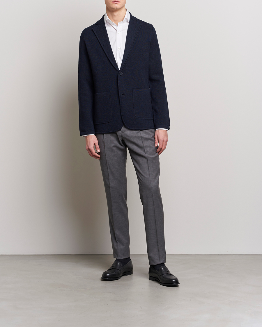Herre | Blazere & jakker | Morris Heritage | Knitted Wool Blazer Navy