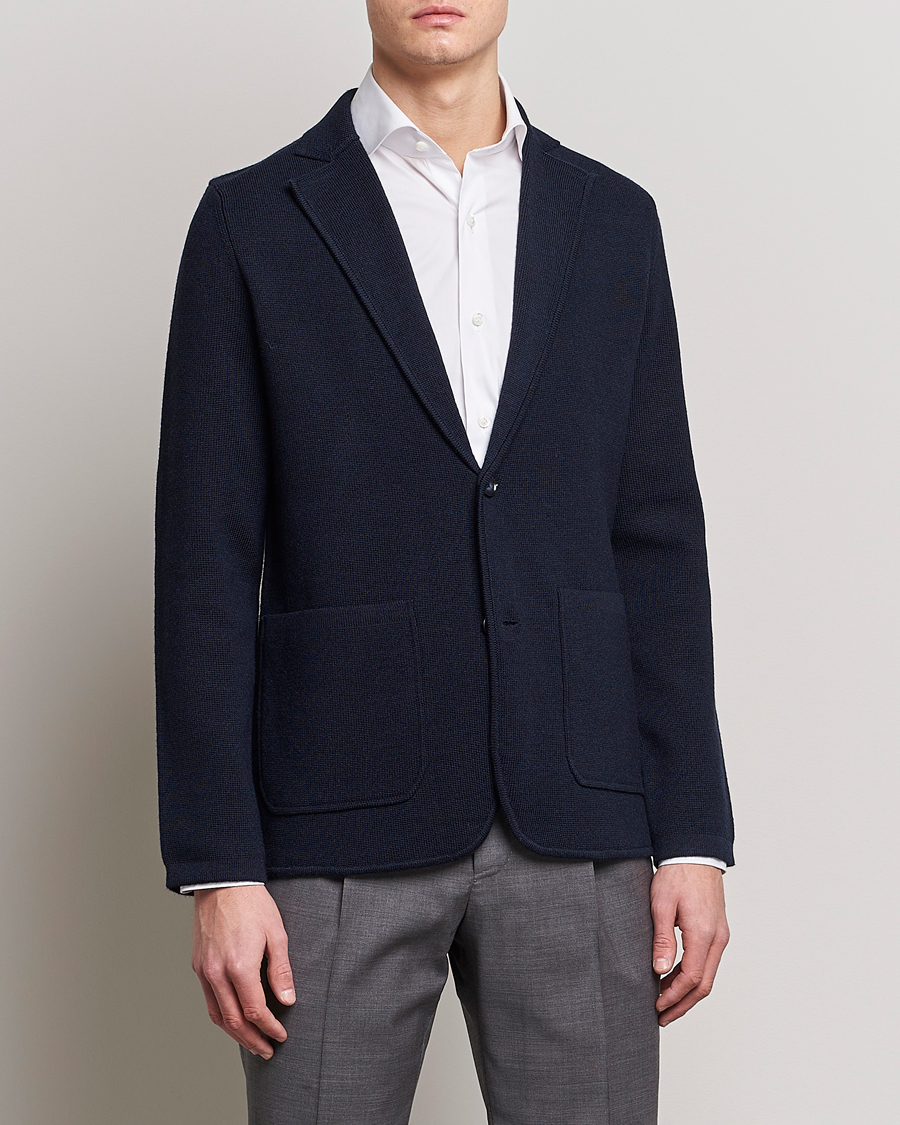 Herre | Blazere & jakker | Morris Heritage | Knitted Wool Blazer Navy