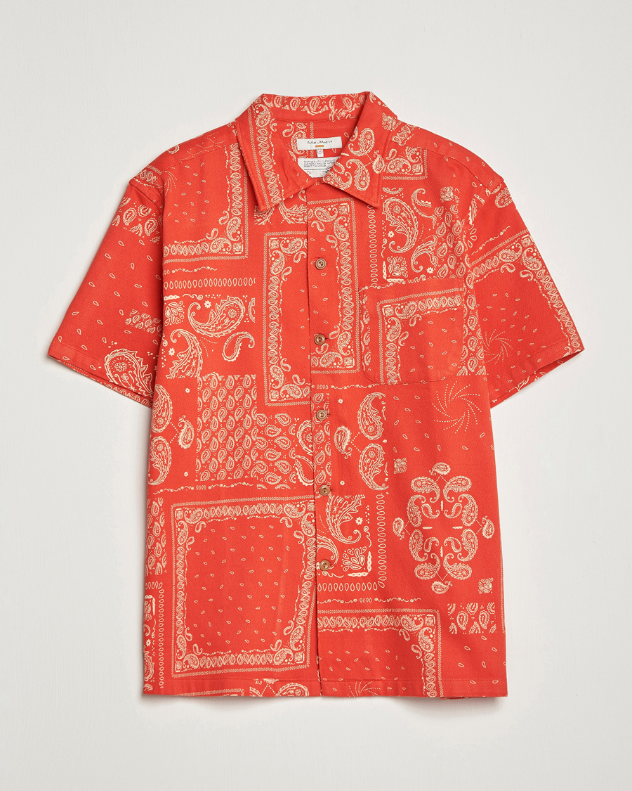 Herre | Skjorter | Nudie Jeans | Aron Printed Short Sleeve Shirt Red