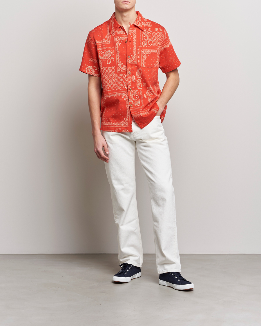 Herre | Skjorter | Nudie Jeans | Aron Printed Short Sleeve Shirt Red