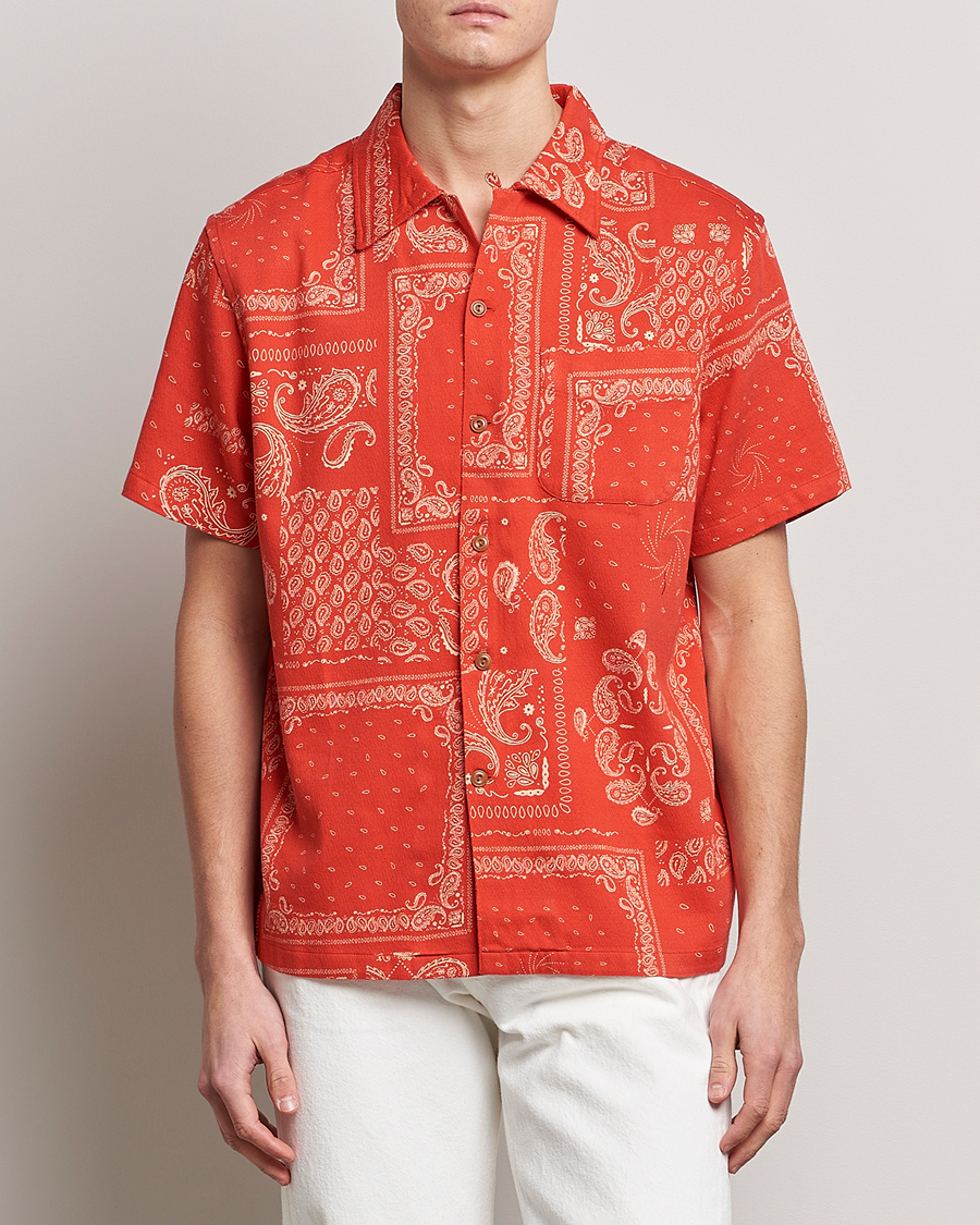 Herre | Skjorter | Nudie Jeans | Aron Printed Short Sleeve Shirt Red