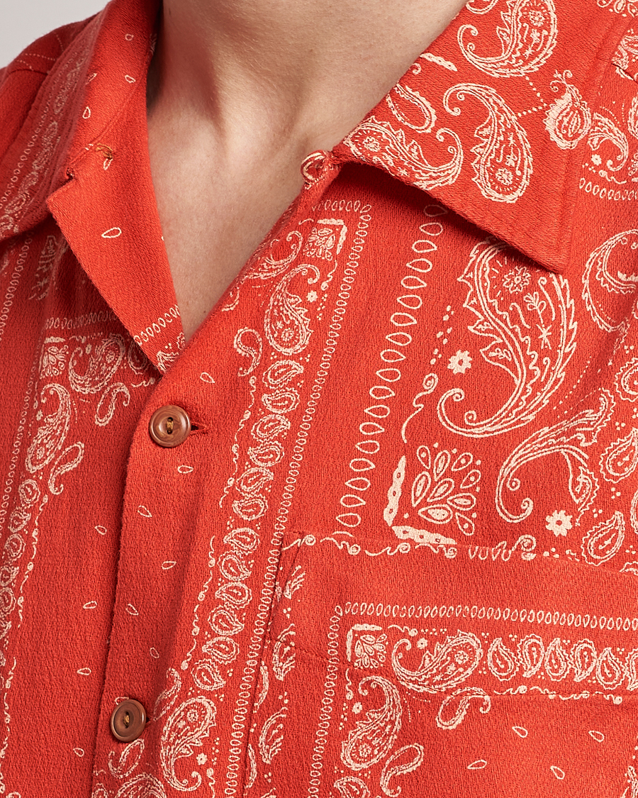 Herre | Skjorter | Nudie Jeans | Aron Printed Short Sleeve Shirt Red