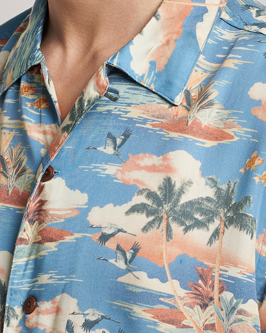 Herre | Skjorter | Nudie Jeans | Arvid Printed Short Sleeve Shirt Hawaii Azure