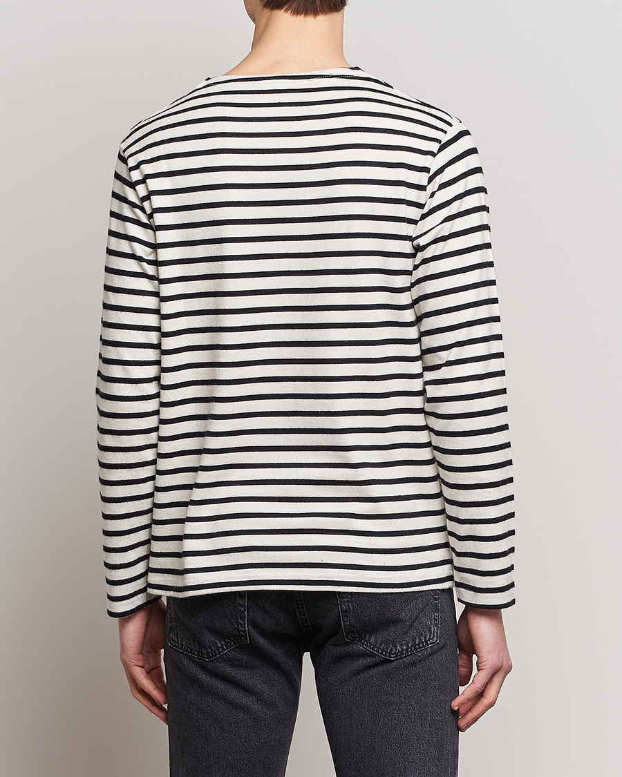 Herre | T-Shirts | Nudie Jeans | Charles Sailor Striped Crew Neck Off White/Black