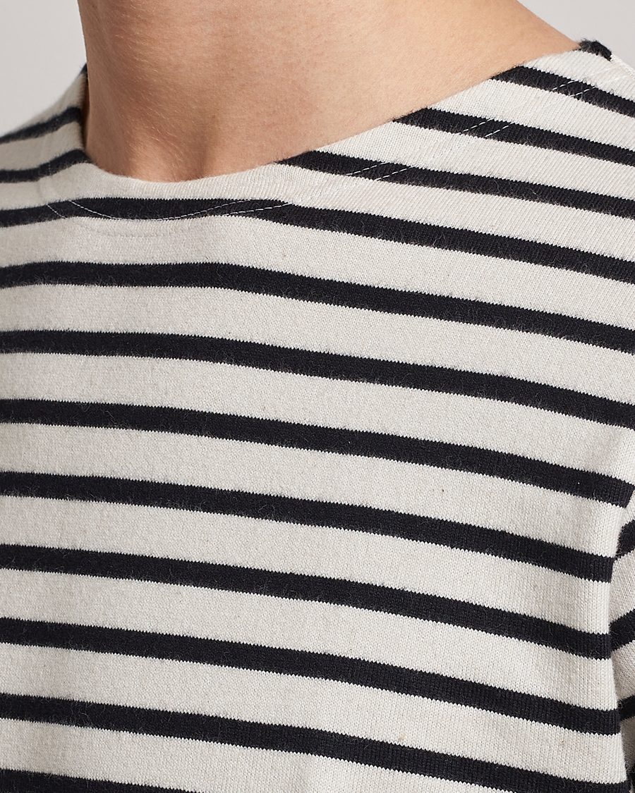 Herre | T-Shirts | Nudie Jeans | Charles Sailor Striped Crew Neck Off White/Black