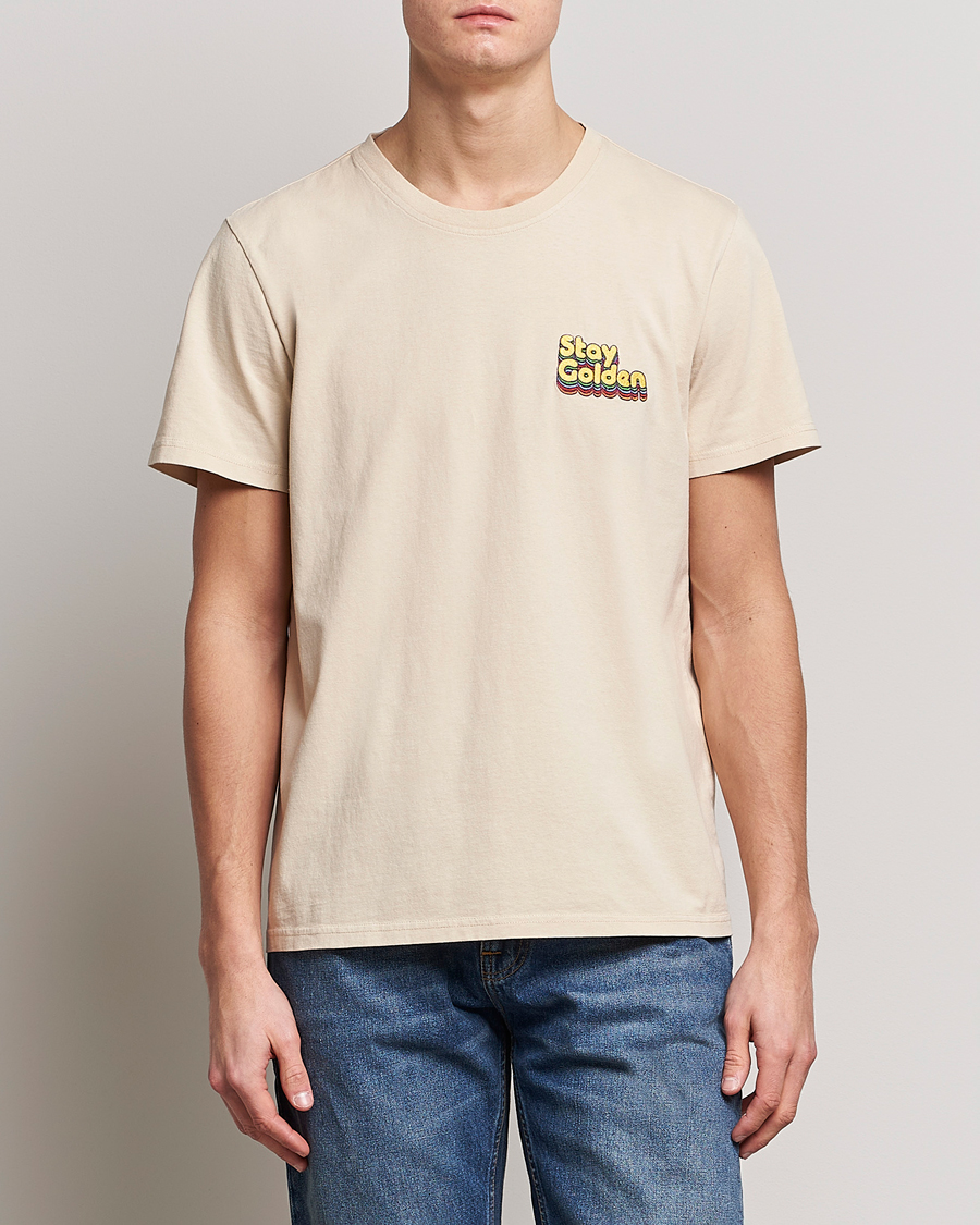 Herre | T-Shirts | Nudie Jeans | Roy Logo Crew Neck T-Shirt Cream