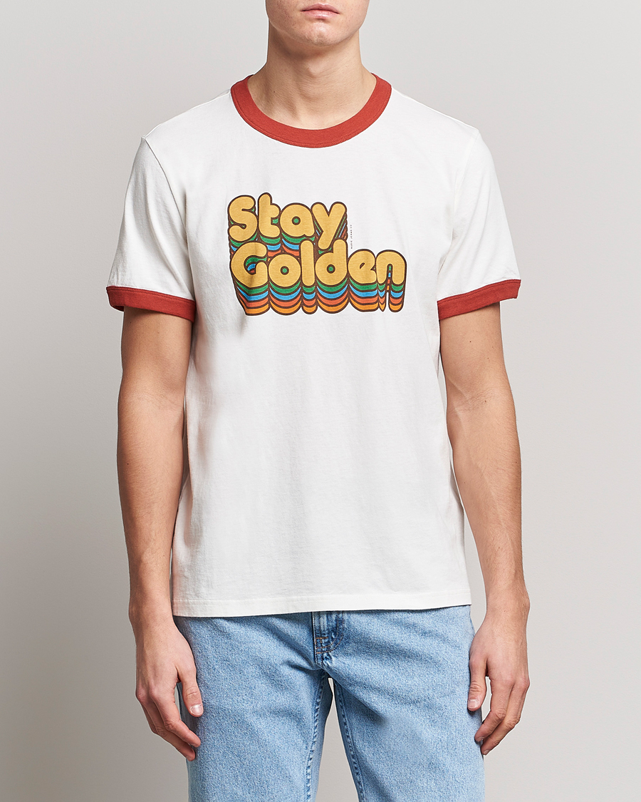Herre | T-Shirts | Nudie Jeans | Ricky Logo Crew Neck T-Shirt Chalk White