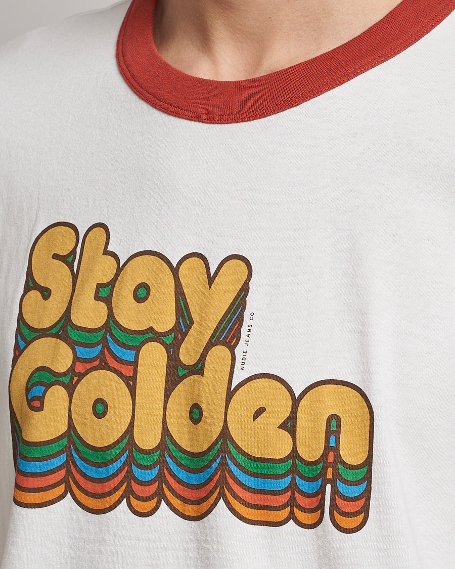 Herre | T-Shirts | Nudie Jeans | Ricky Logo Crew Neck T-Shirt Chalk White