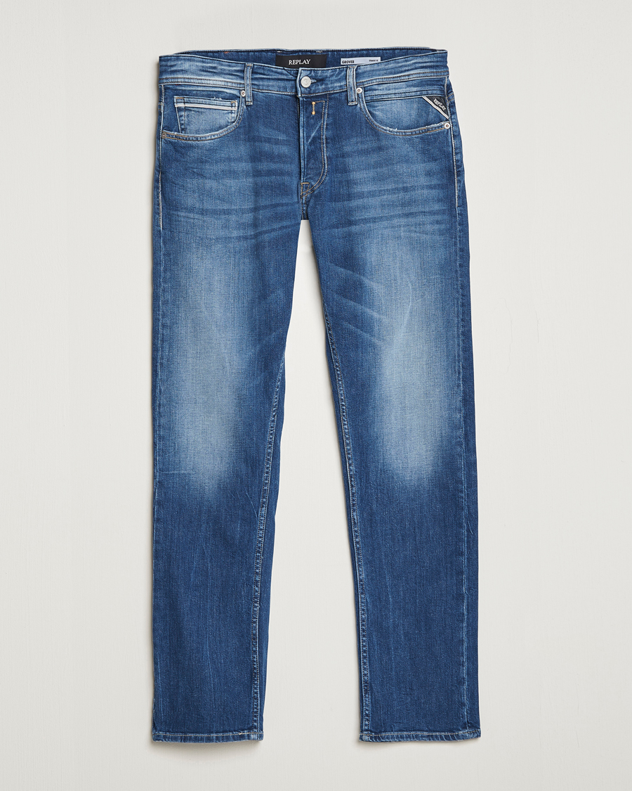 Herre | Jeans | Replay | Grover Straight Fit Stretch Jeans Medium Blue