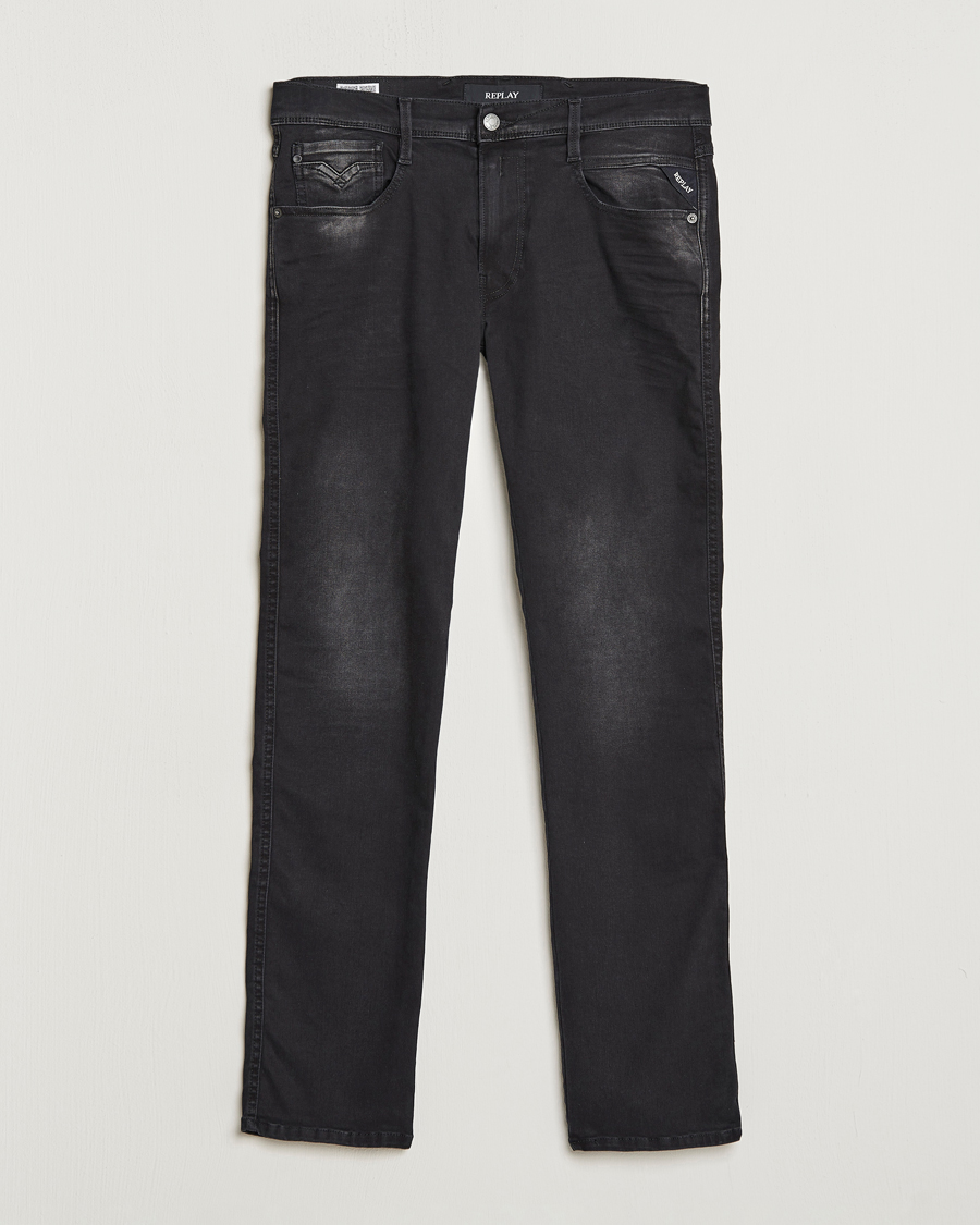 Herre | Jeans | Replay | Anbass Hyperflex Recyceled 360 Jeans Washed Black