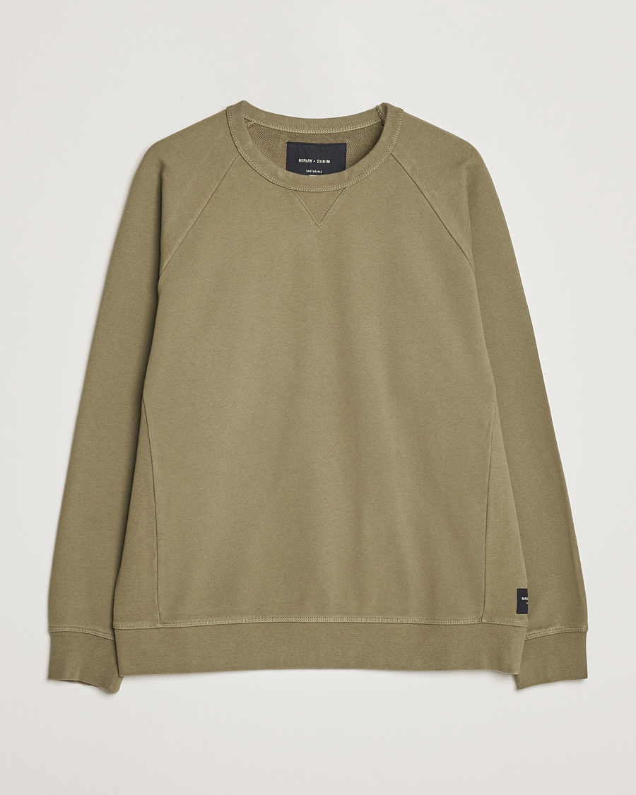 Herre | Trøjer | Replay | Sartoriale Jersey Crew Neck Sweatshirt Sage Green