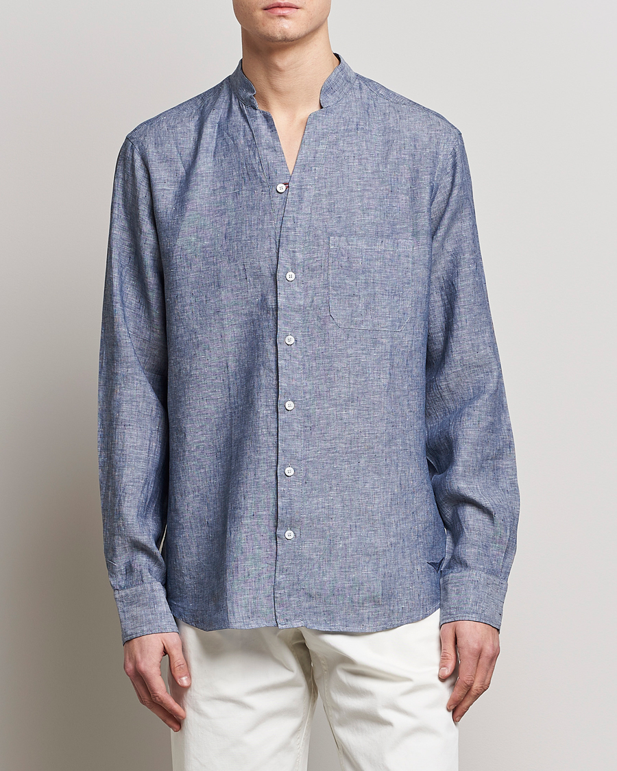 Herre | Nye varemærker | SEASE | Fishtail Linen Shirt Sky Blue