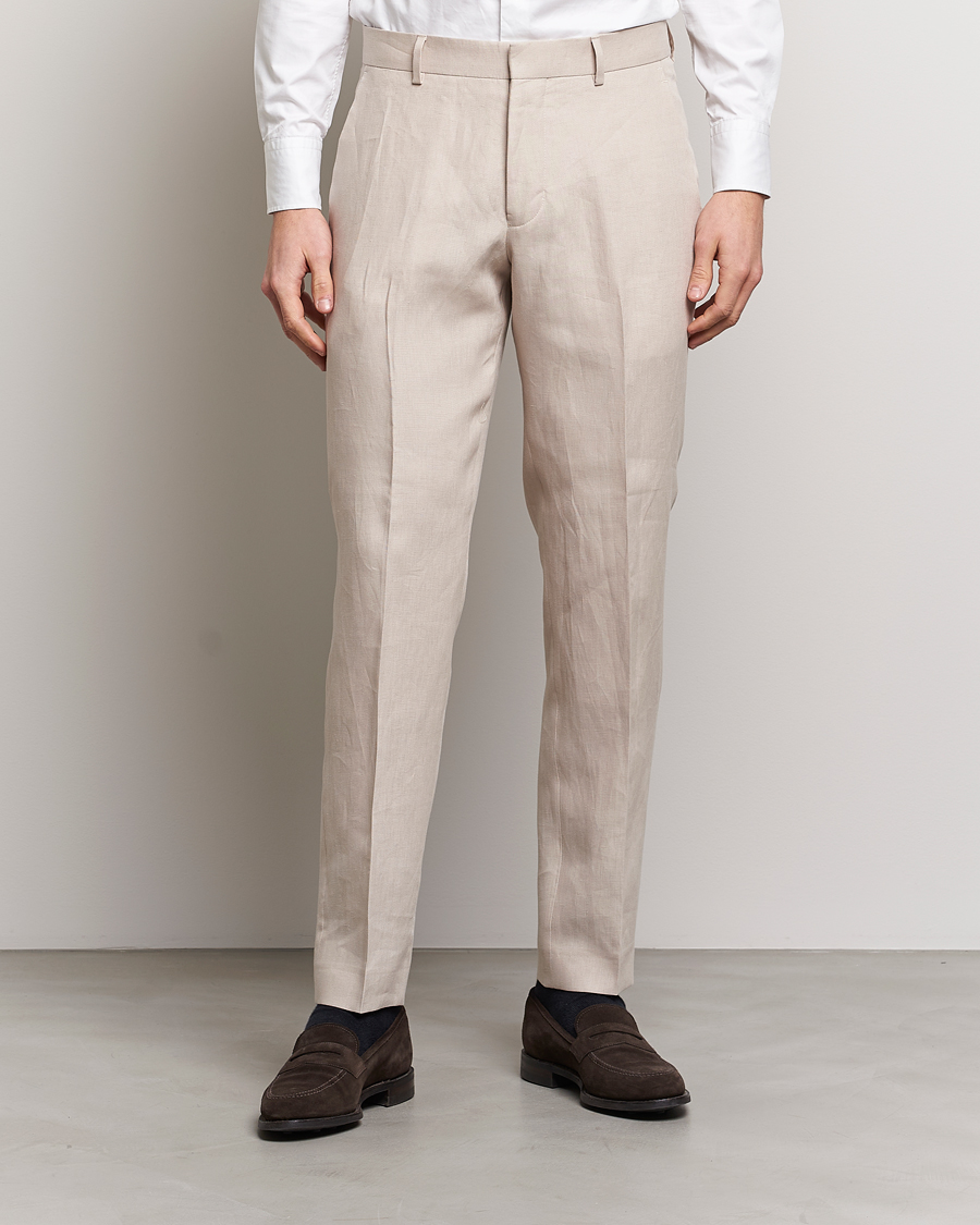 Herre | Hørbukser | Tiger of Sweden | Tenutas Linen Trousers Cream Sand