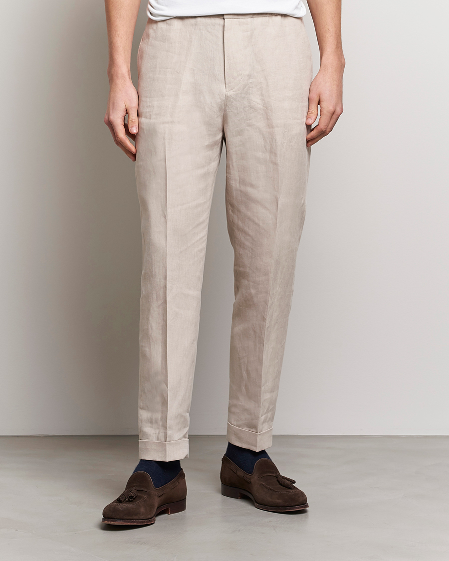 Herre | Bukser | Tiger of Sweden | Taven Linen Trousers Cream Sand