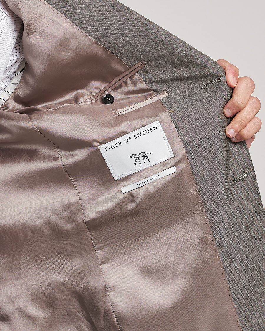 Herre | Blazere & jakker | Tiger of Sweden | Justin Herringbone Wool Blazer Dark Sand