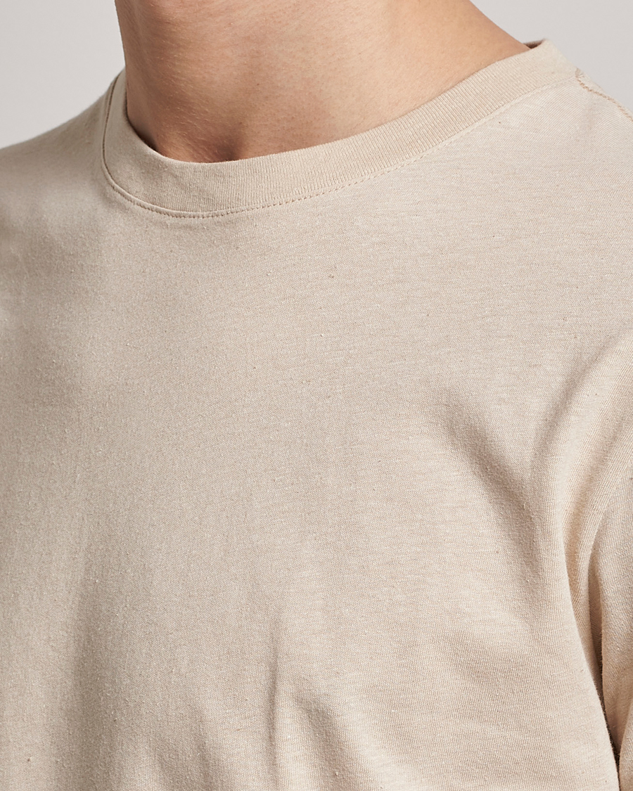 Herre | T-Shirts | Tiger of Sweden | Dillan Linen Cotton T-Shirt Cream Sand