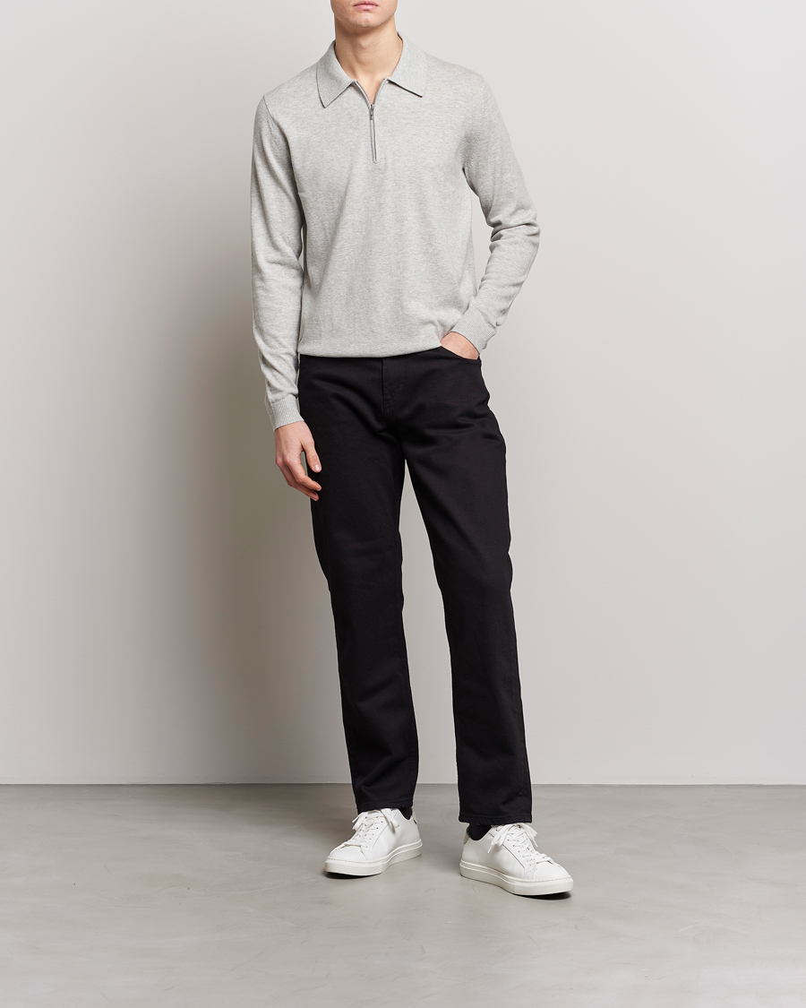 Herre | Trøjer | Tiger of Sweden | Orbit Merino Wool Half Zip Light Grey Melange