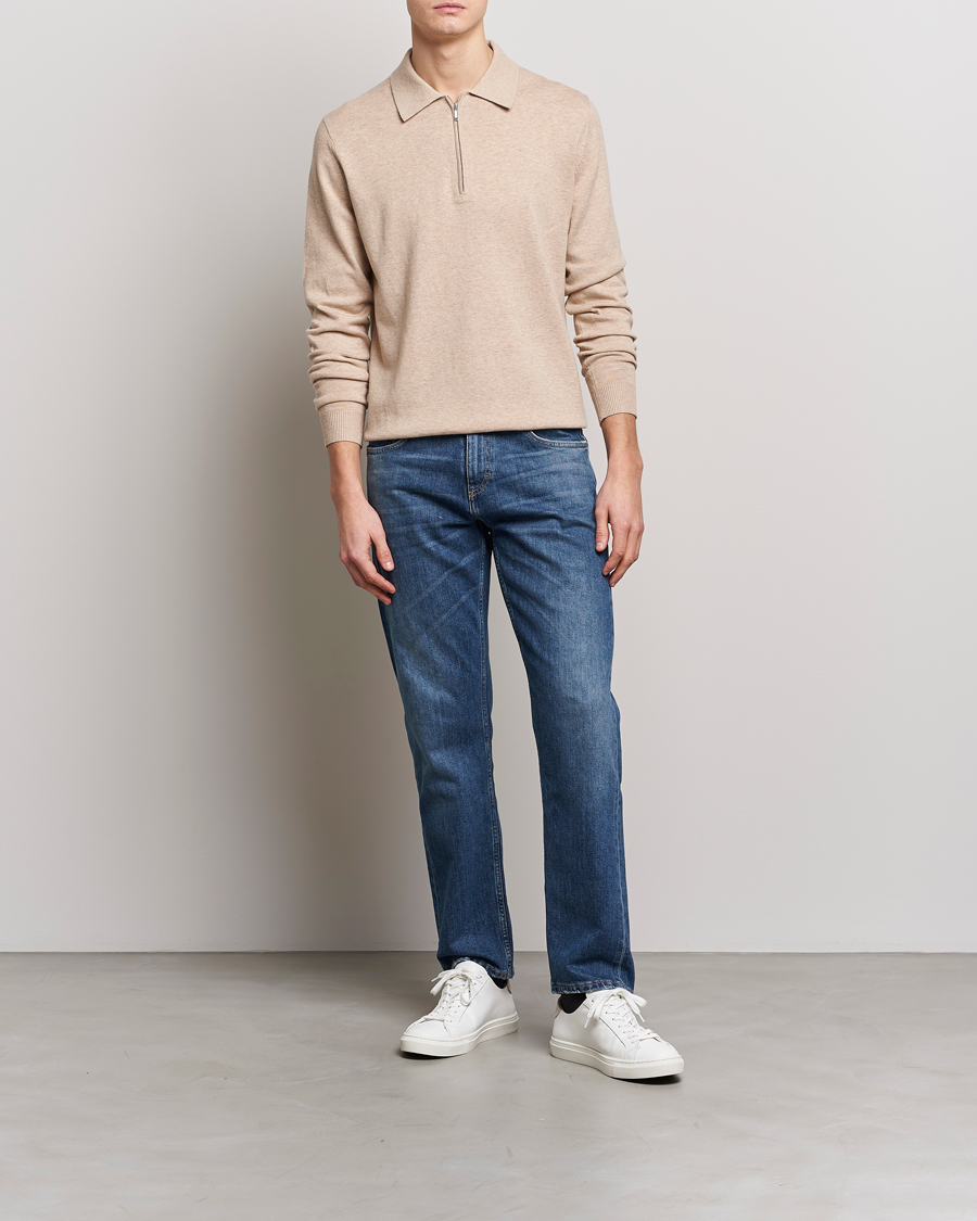 Herre | Trøjer | Tiger of Sweden | Orbit Merino Wool Half Zip Beige Melange