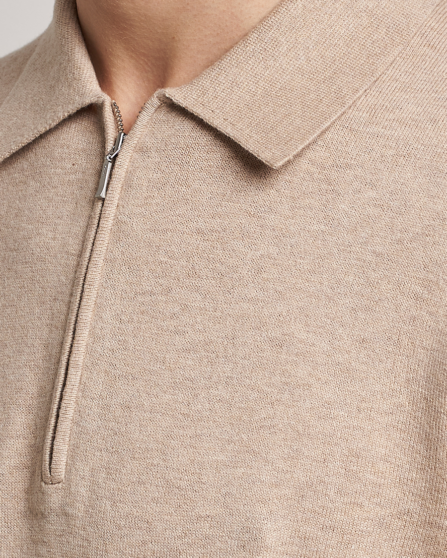 Herre | Trøjer | Tiger of Sweden | Orbit Merino Wool Half Zip Beige Melange