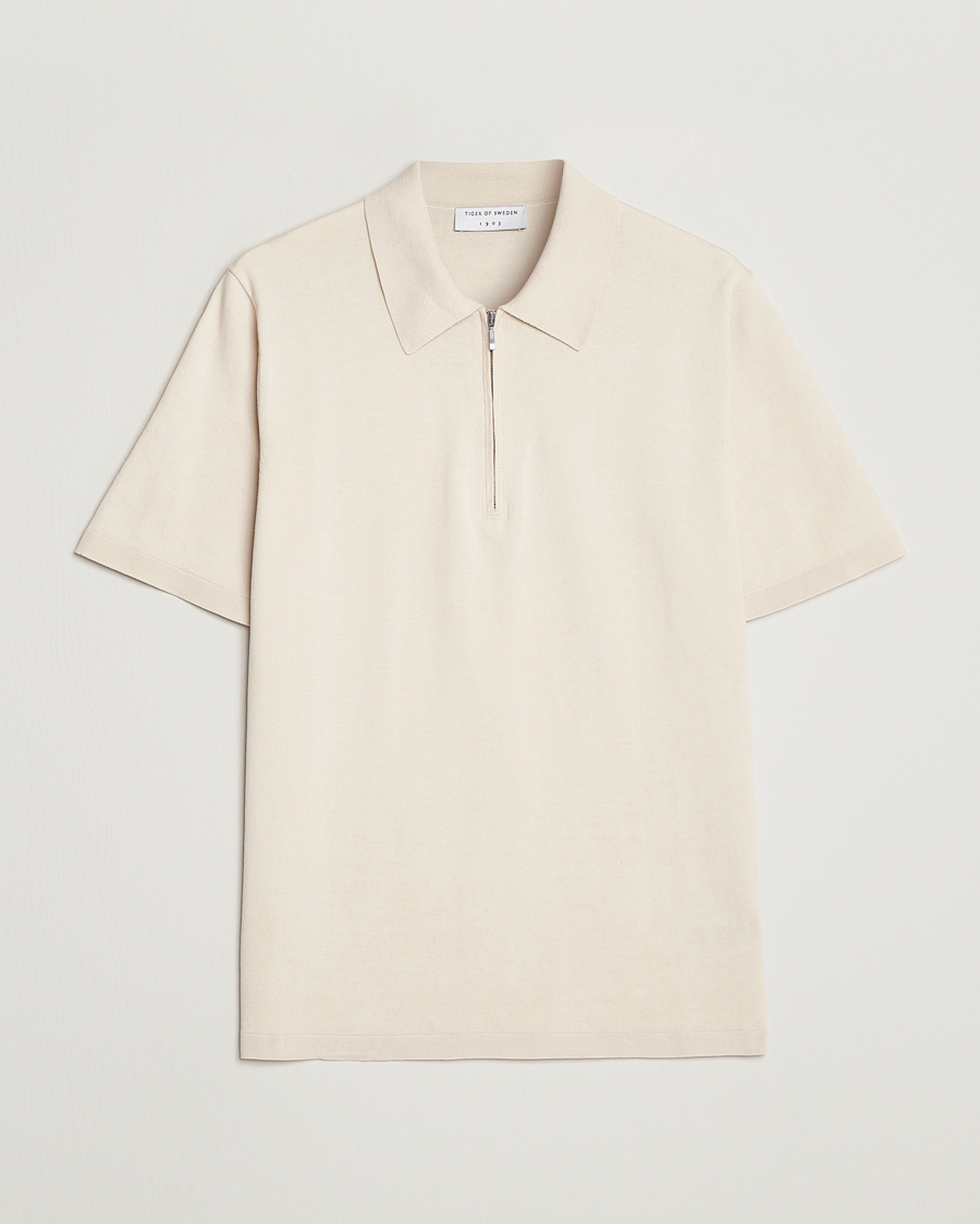 Herre | Polotrøjer | Tiger of Sweden | Orbit Cotton Half Zip Light Ivory
