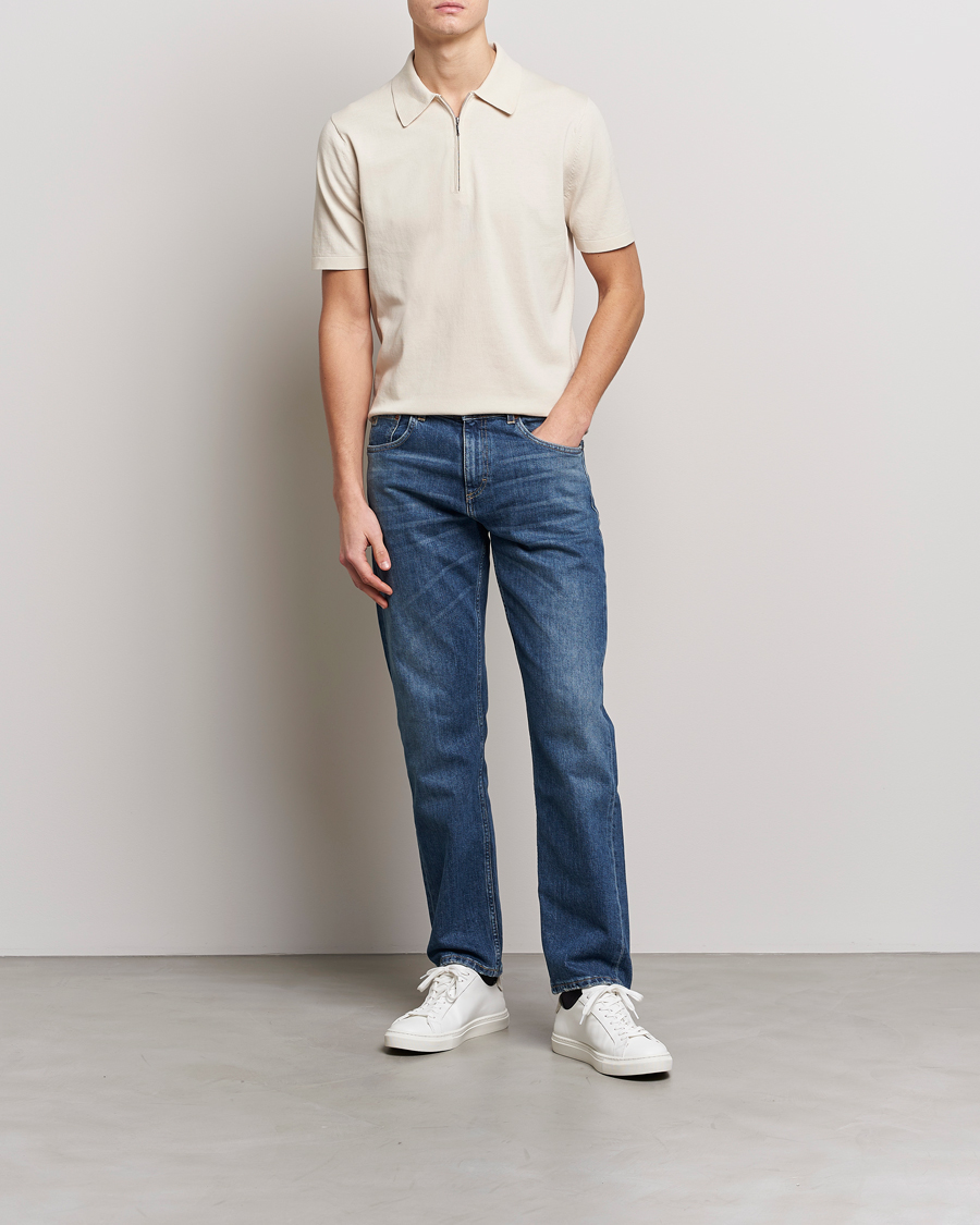 Herre | Polotrøjer | Tiger of Sweden | Orbit Cotton Half Zip Light Ivory