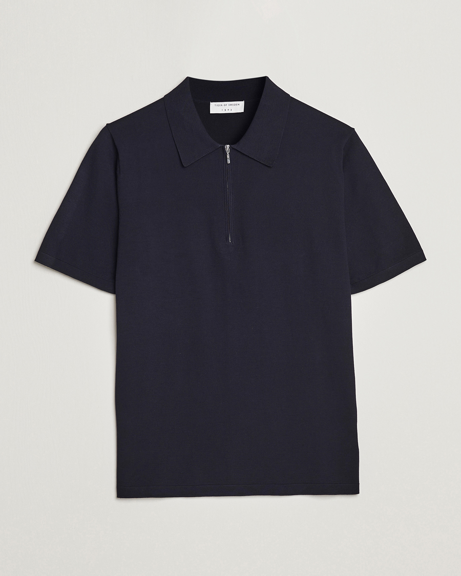 Herre | Polotrøjer | Tiger of Sweden | Orbit Cotton Half Zip Light Ink