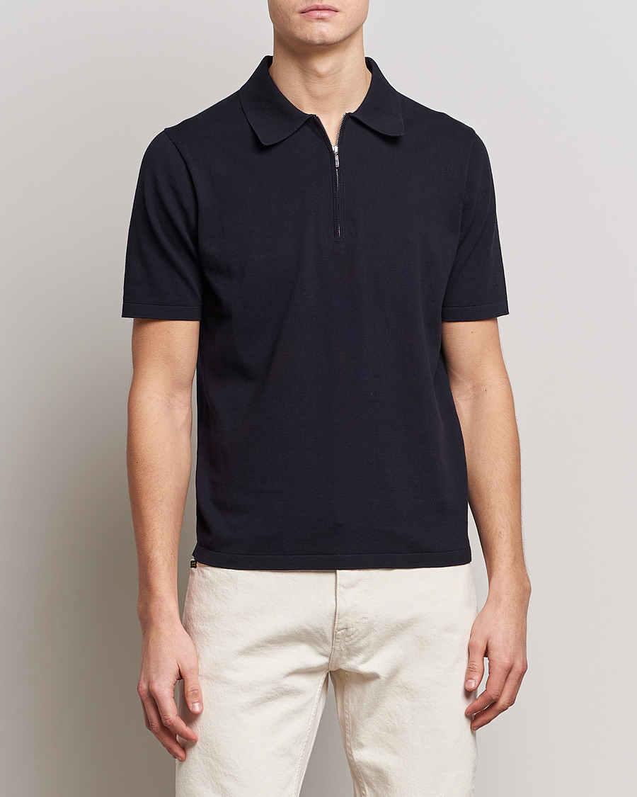 Herre | Polotrøjer | Tiger of Sweden | Orbit Cotton Half Zip Light Ink