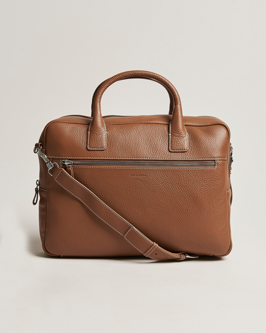 Herre | Tiger of Sweden Beckholmen Cow Leather Computer Bag Caramel Cafe | Tiger of Sweden | Beckholmen Cow Leather Computer Bag Caramel Cafe