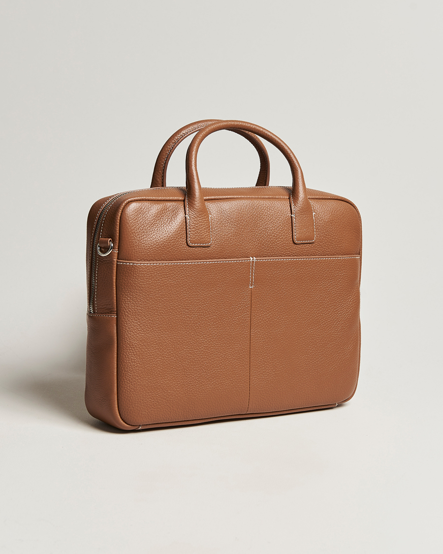 Herre | Tiger of Sweden Beckholmen Cow Leather Computer Bag Caramel Cafe | Tiger of Sweden | Beckholmen Cow Leather Computer Bag Caramel Cafe
